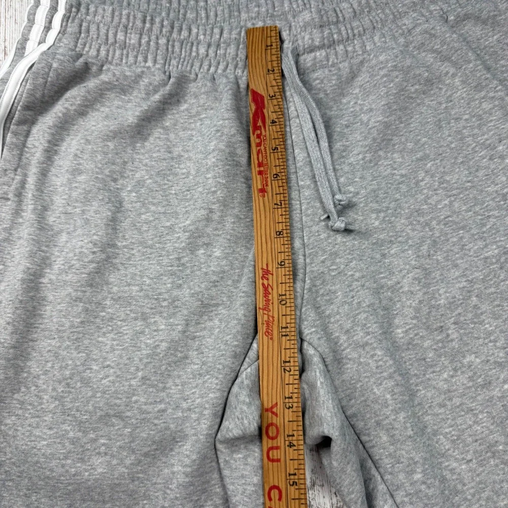 Adidas Mens 2X Heather Gray 3-Stripe Fleece Joggers Sweatpants Tapered Leg
